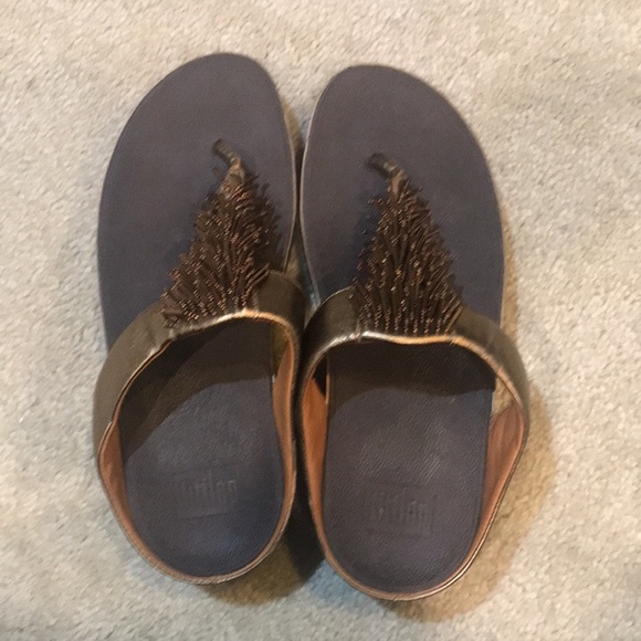 FitFlop Cha Cha Bronze/Brown Slip OnThong Sandals-Size 8 - Picture 2 of 8